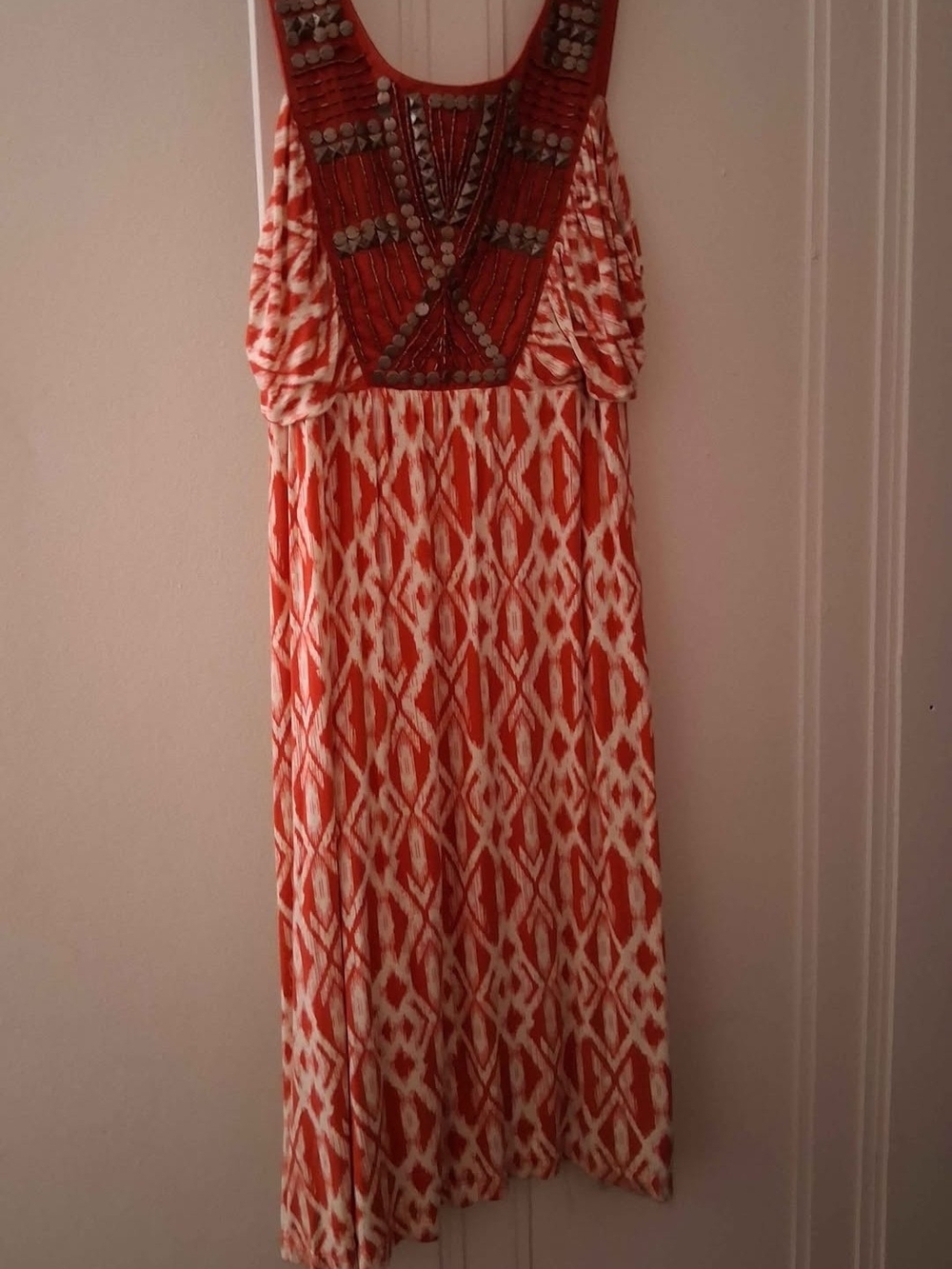 APT.9 Red & White Geometric Maxi Dress Size Large